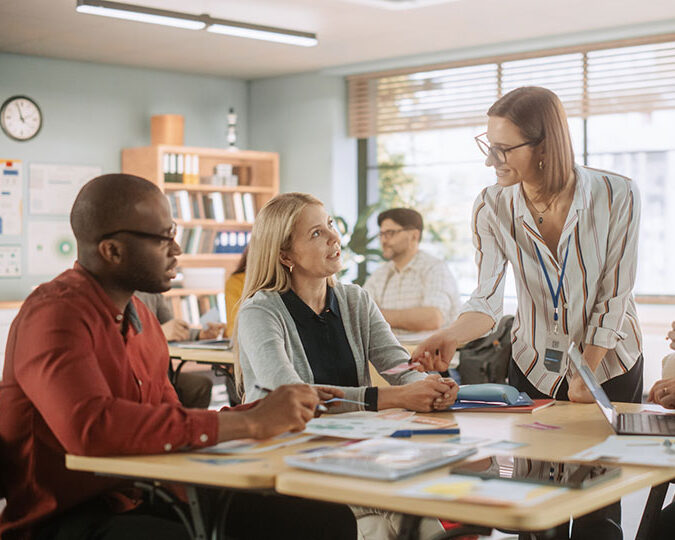 Group of professionals learning about